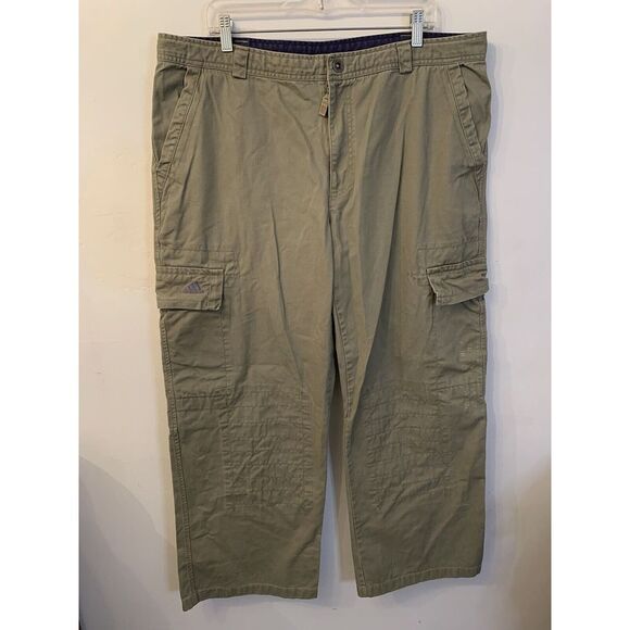 Adidas Cargo Pants Double Knee Men's XL Olive Loose Fit Wide Leg Skater Y2K 07' - Picture 2 of 16